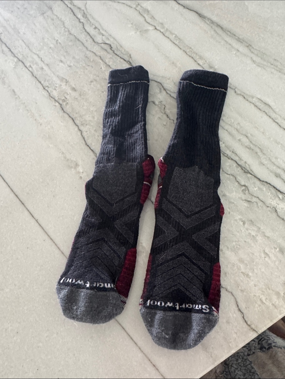 Smartwool Men's Black Crew Athletic Socks with Gray and Red Accents